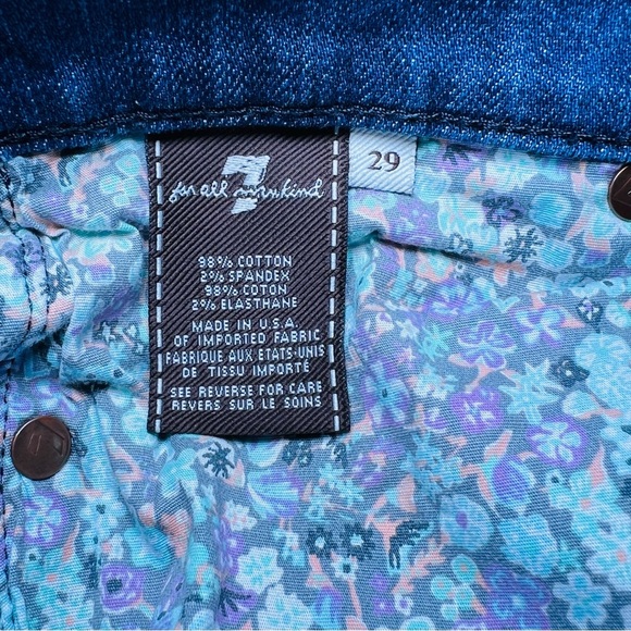 7 For All Mankind Roxanne Cropped Raw Hem Low Rise Jeans Distressed - Picture 9 of 10